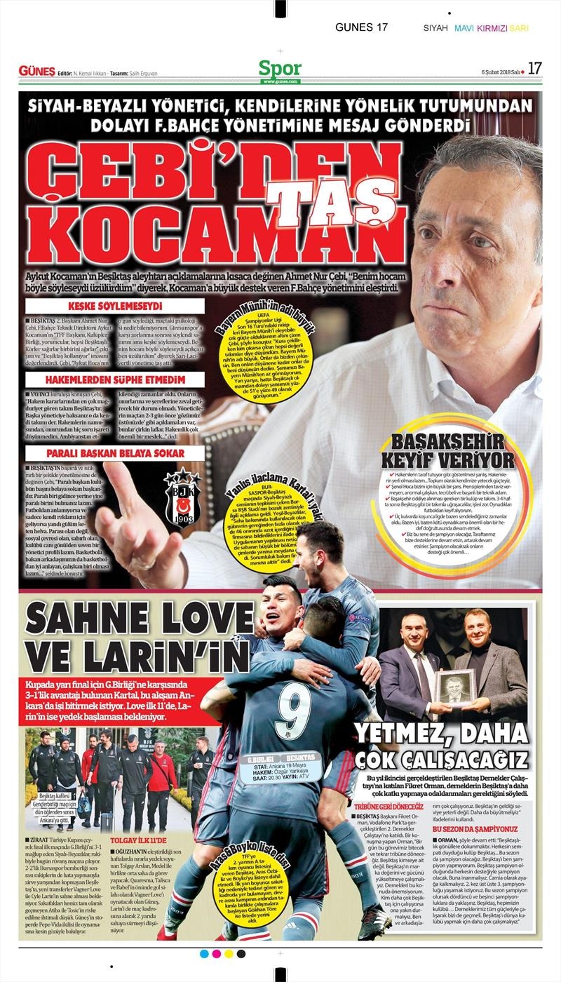 06 Şubat 2018 | Gazetelerin Beşiktaş Manşetleri - Görsel 3