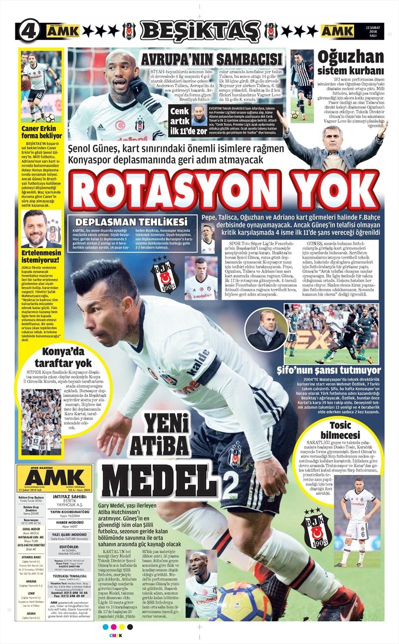13 Şubat 2018 | Gazetelerin Beşiktaş Manşetleri - Görsel 2