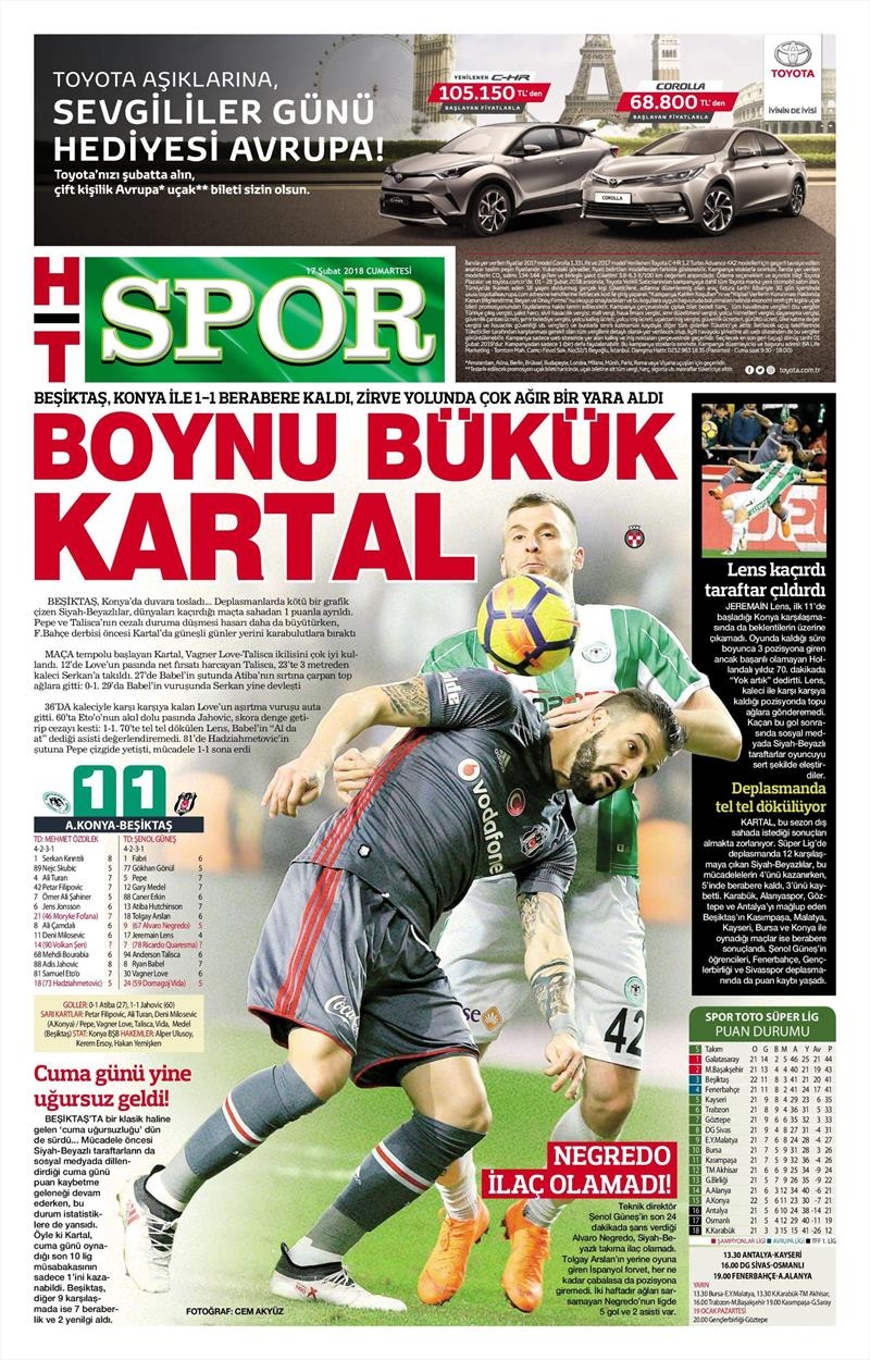 17 Şubat 2018 | Gazetelerin Beşiktaş Manşetleri - Görsel 1