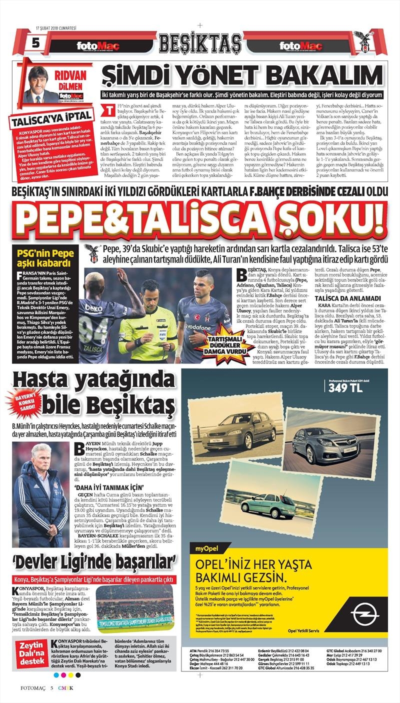 17 Şubat 2018 | Gazetelerin Beşiktaş Manşetleri - Görsel 10