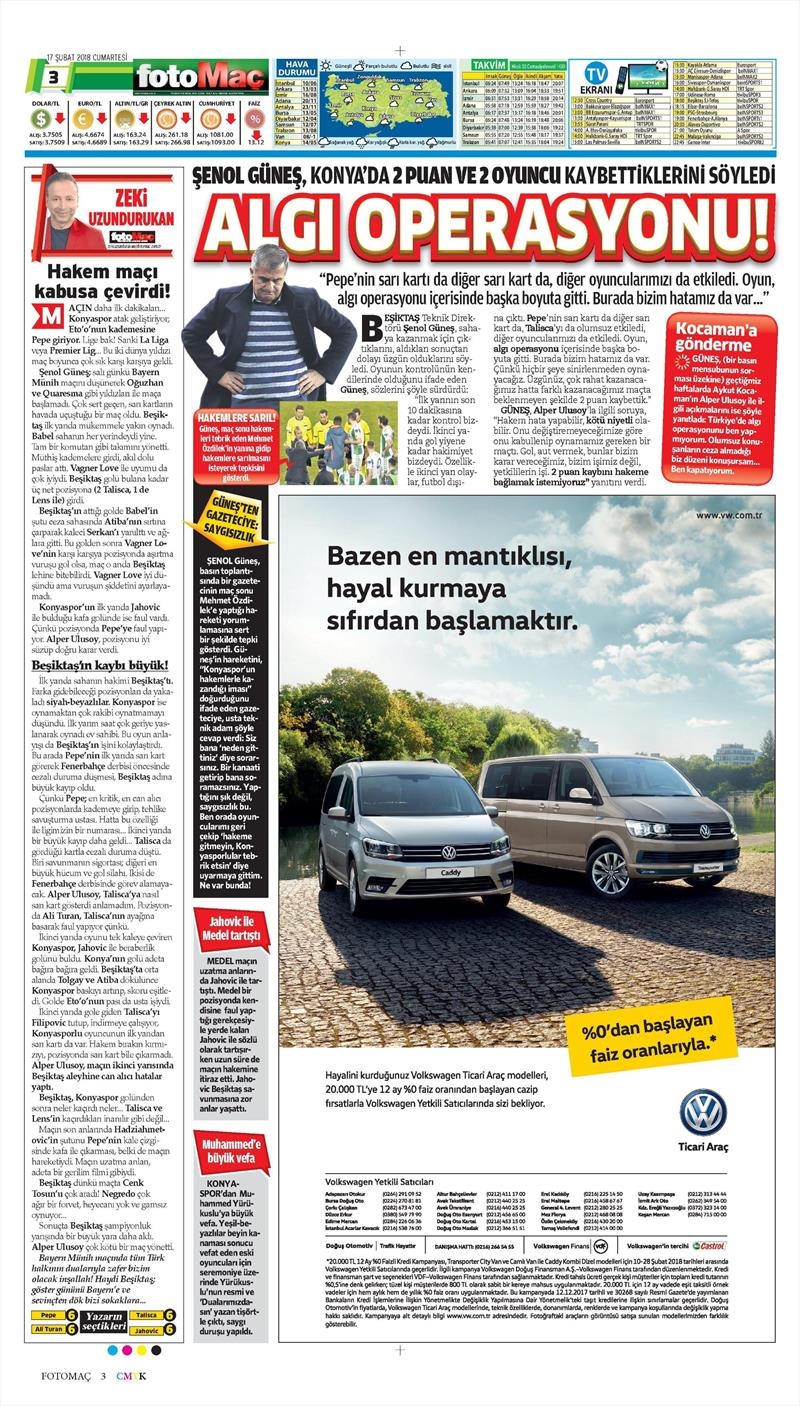 17 Şubat 2018 | Gazetelerin Beşiktaş Manşetleri - Görsel 9