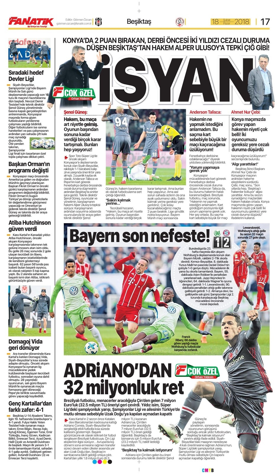 18 Şubat 2018 | Gazetelerin Beşiktaş Manşetleri - Görsel 2