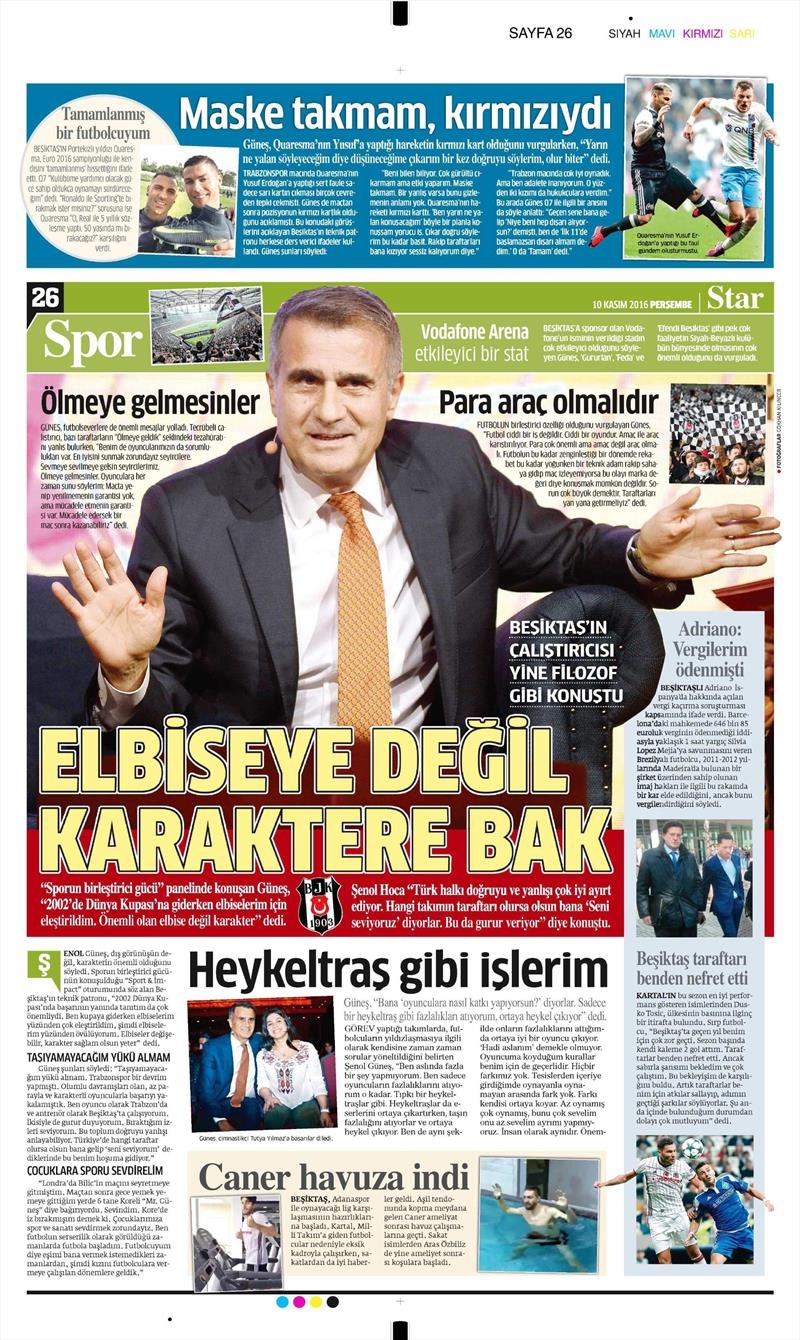 10 Kasım 2016 | Gazetelerin Beşiktaş sayfaları - Görsel 13