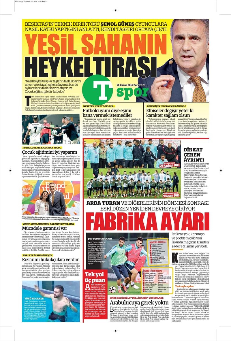 10 Kasım 2016 | Gazetelerin Beşiktaş sayfaları - Görsel 14