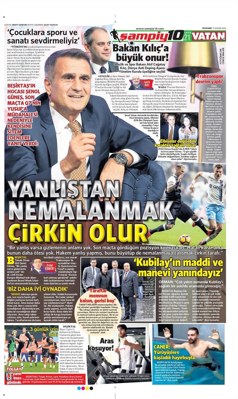 10 Kasım 2016 | Gazetelerin Beşiktaş sayfaları - Görsel 15