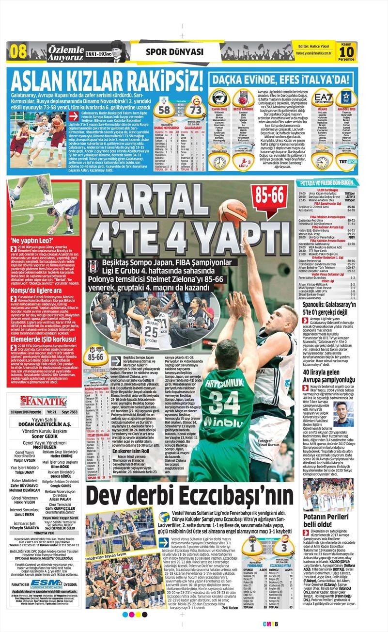 10 Kasım 2016 | Gazetelerin Beşiktaş sayfaları - Görsel 3