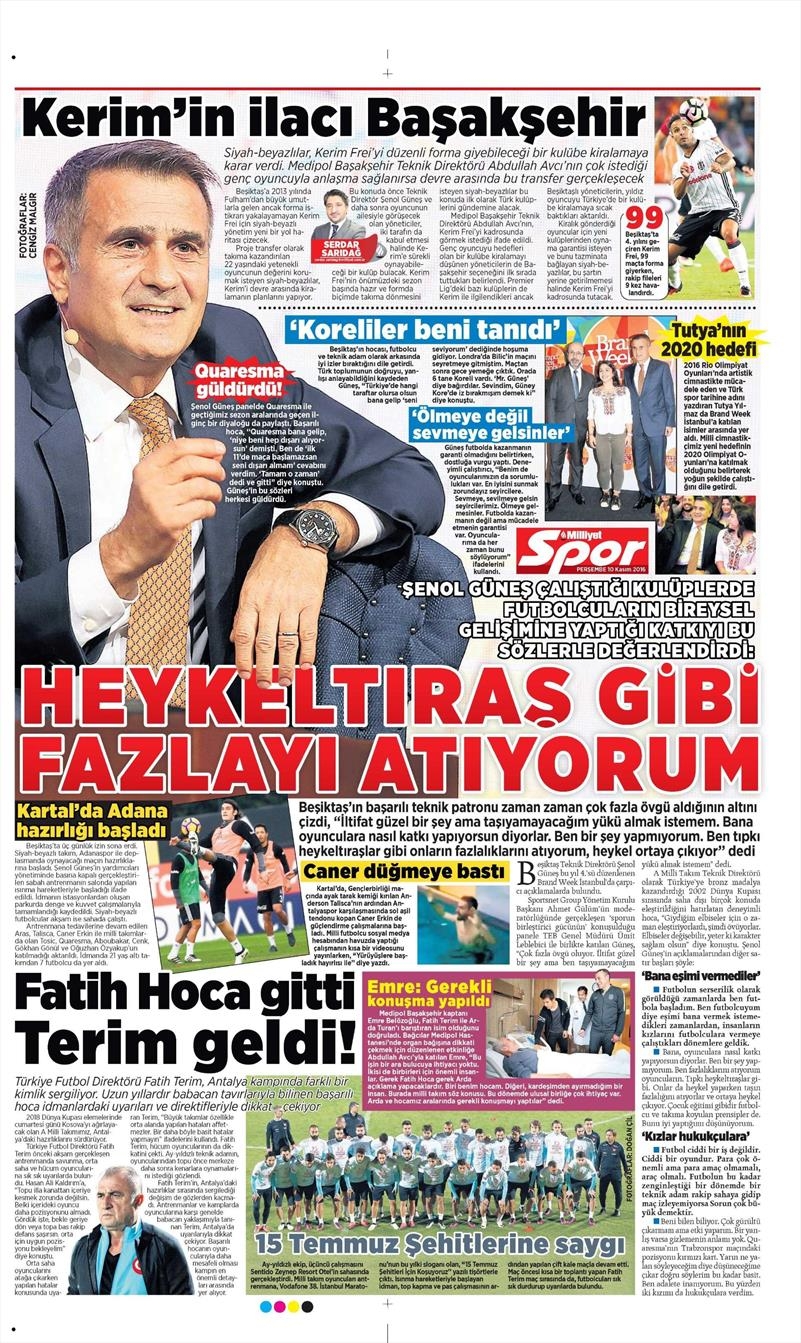 10 Kasım 2016 | Gazetelerin Beşiktaş sayfaları - Görsel 8