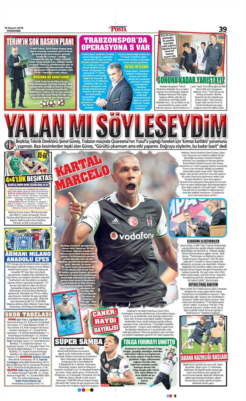 10 Kasım 2016 | Gazetelerin Beşiktaş sayfaları - Görsel 9