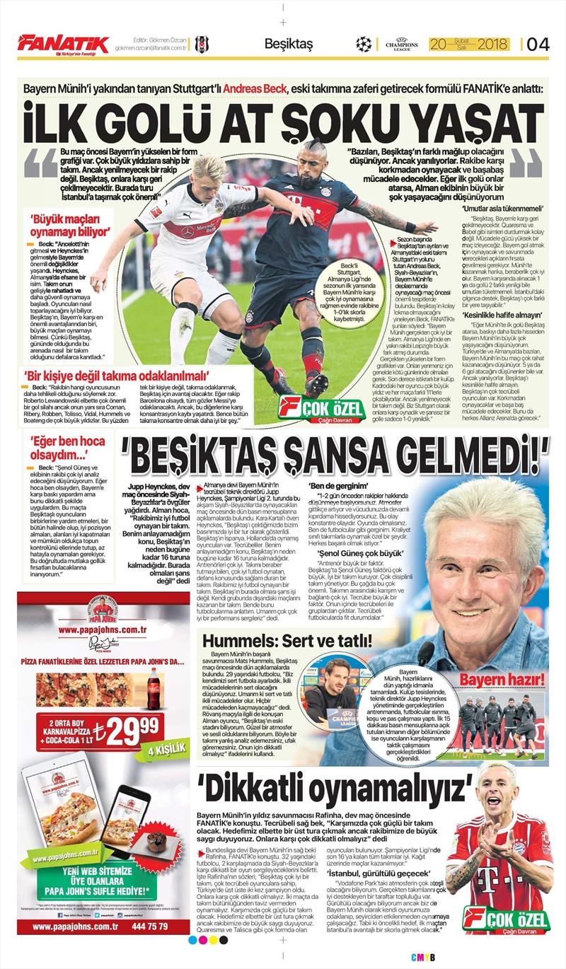 20 Şubat 2018 | Gazetelerin Beşiktaş Manşetleri - Görsel 4