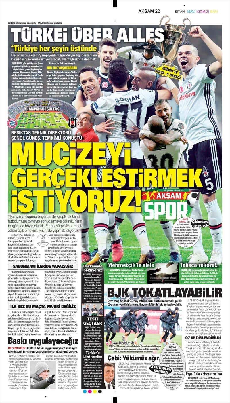 20 Şubat 2018 | Gazetelerin Beşiktaş Manşetleri - Görsel 6