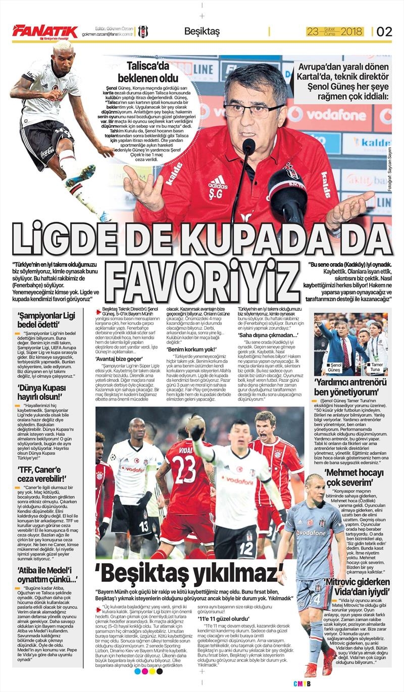 23 Şubat 2018 | Gazetelerin Beşiktaş Manşetleri - Görsel 2