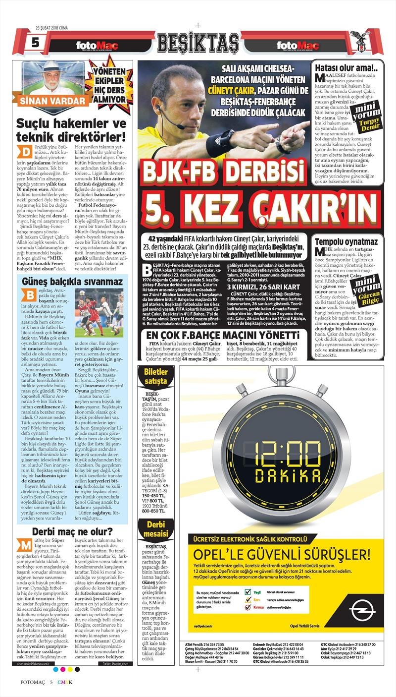 23 Şubat 2018 | Gazetelerin Beşiktaş Manşetleri - Görsel 5