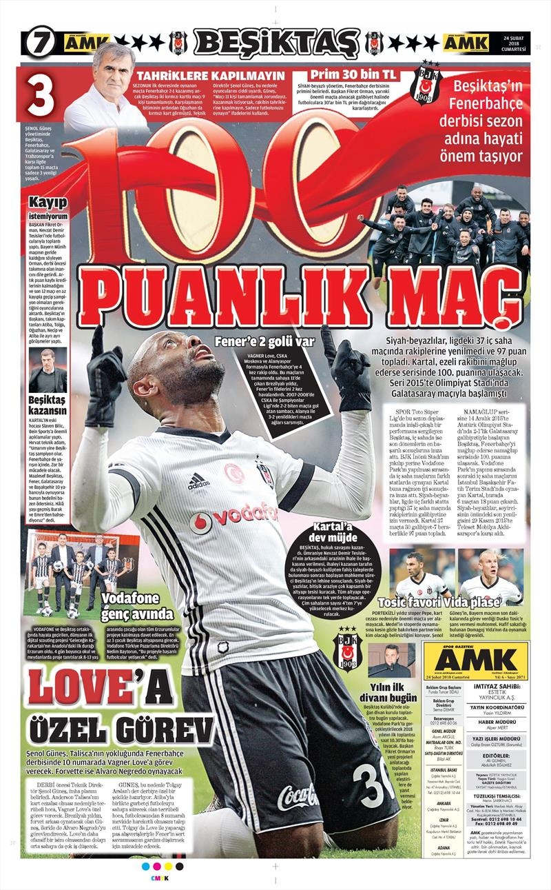 24 Şubat 2018 | Gazetelerin Beşiktaş Manşetleri - Görsel 1