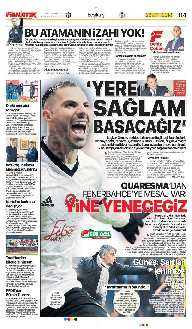 28 Şubat 2018 | Gazetelerin Beşiktaş Manşet - Görsel 2