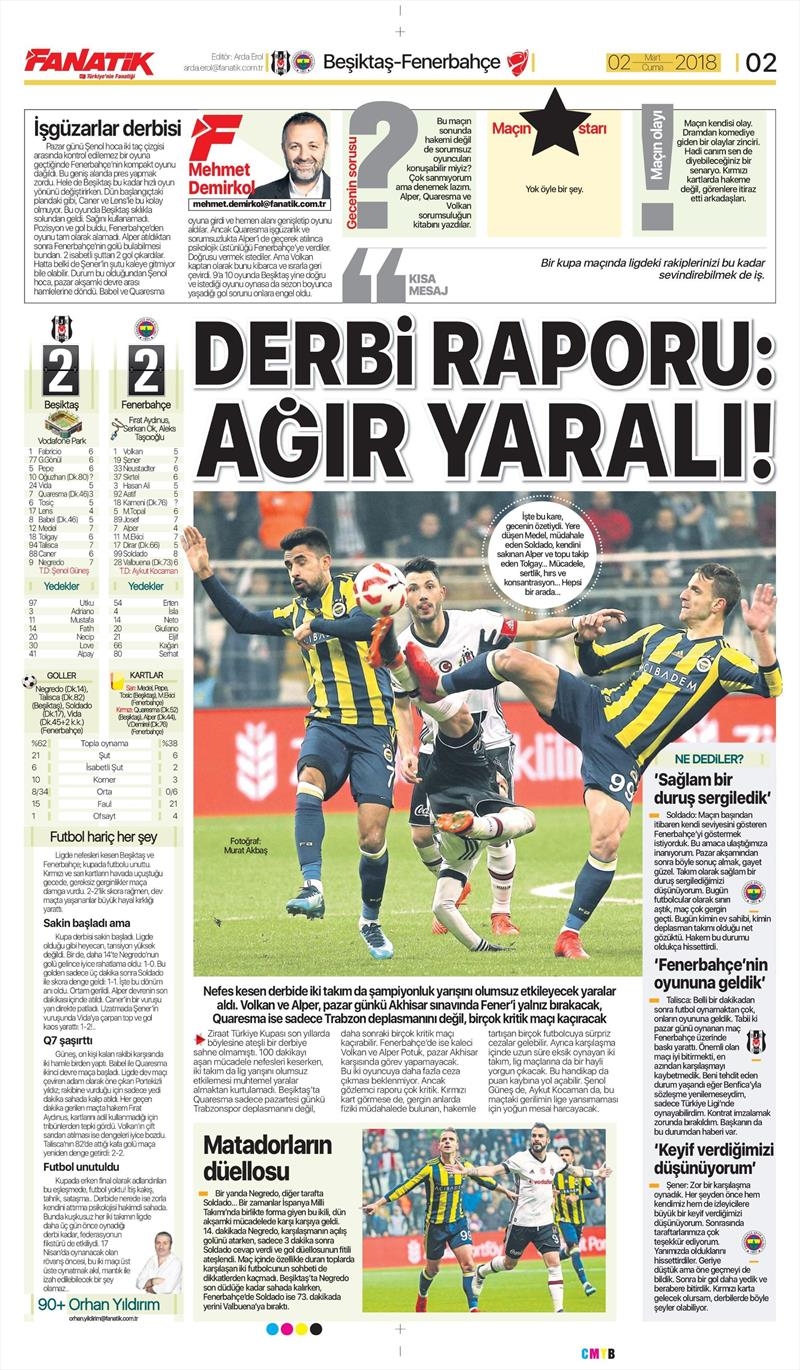 02 Mart 2018 | Gazetelerin Beşiktaş Manşetleri - Görsel 1