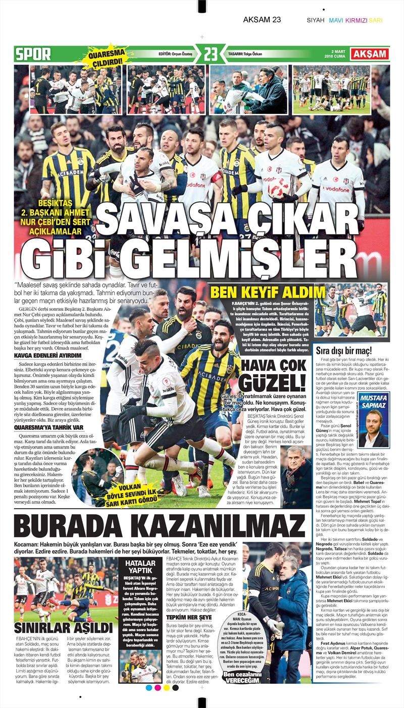 02 Mart 2018 | Gazetelerin Beşiktaş Manşetleri - Görsel 3