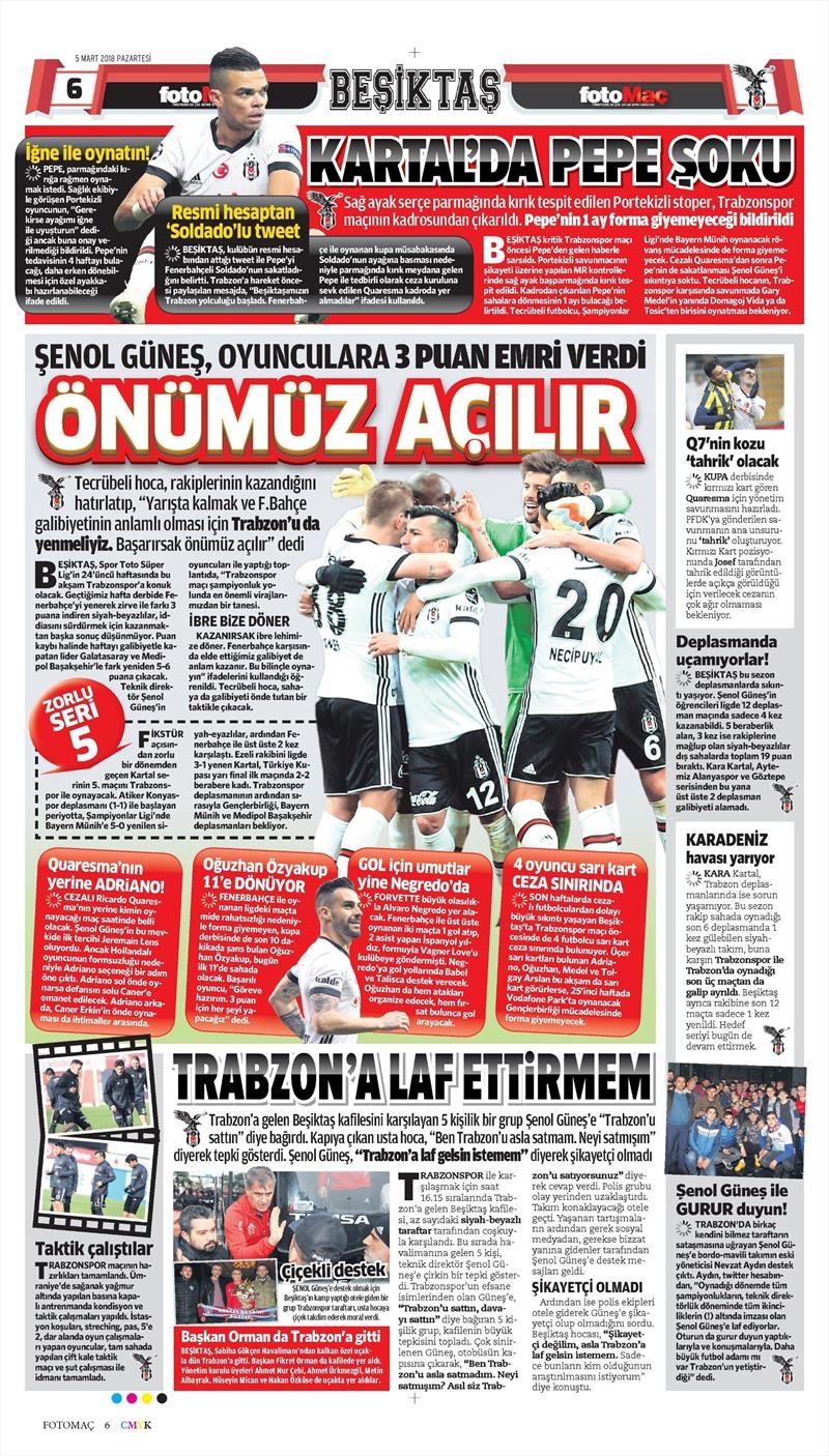 05 Mart 2018 | Gazetelerin Beşiktaş Manşetleri - Görsel 6