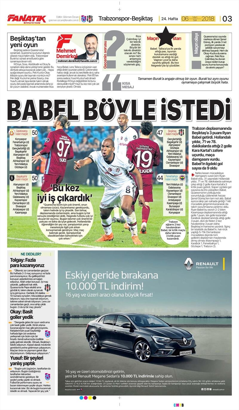 06 Mart 2018 | Gazetelerin Beşiktaş Manşetleri - Görsel 3