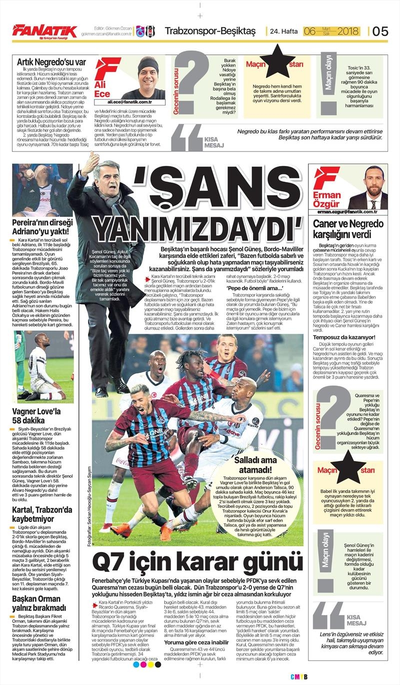 06 Mart 2018 | Gazetelerin Beşiktaş Manşetleri - Görsel 5