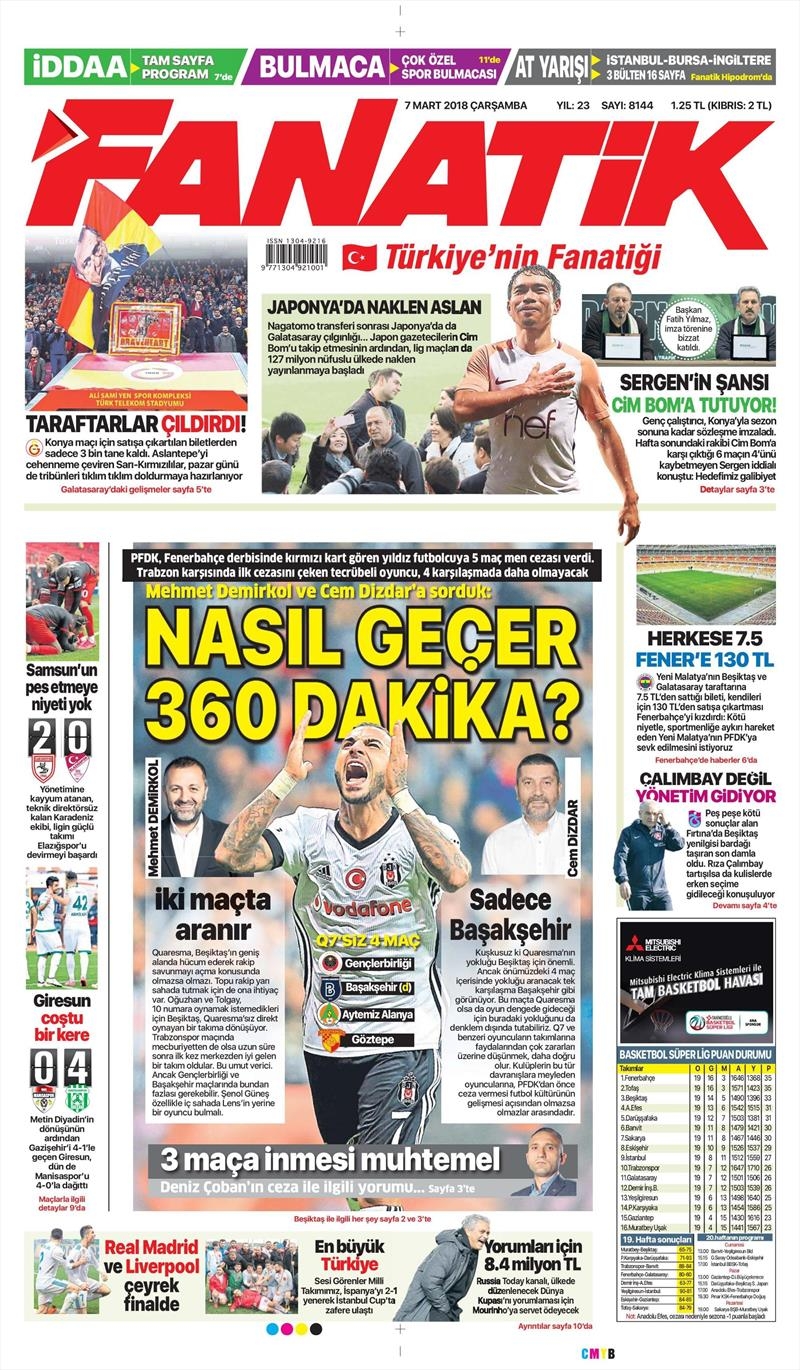 07 Mart 2018 | Gazetelerin Beşiktaş Manşetleri - Görsel 1