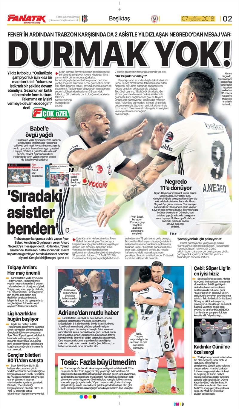 07 Mart 2018 | Gazetelerin Beşiktaş Manşetleri - Görsel 2