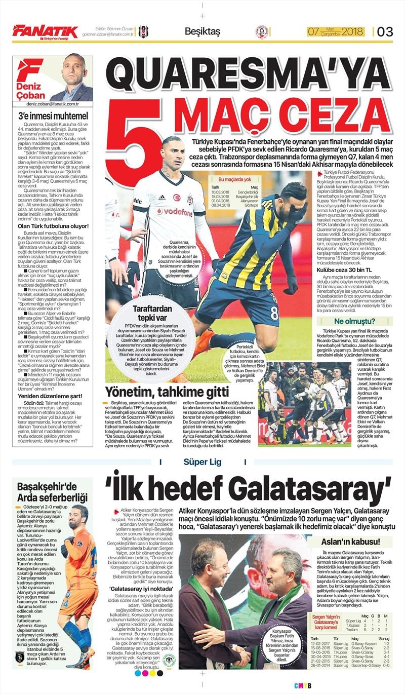 07 Mart 2018 | Gazetelerin Beşiktaş Manşetleri - Görsel 3