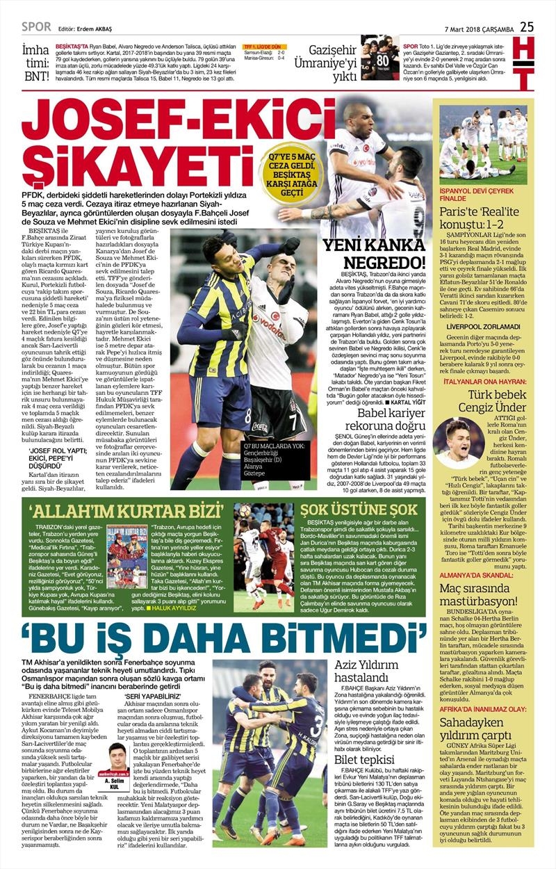 07 Mart 2018 | Gazetelerin Beşiktaş Manşetleri - Görsel 7
