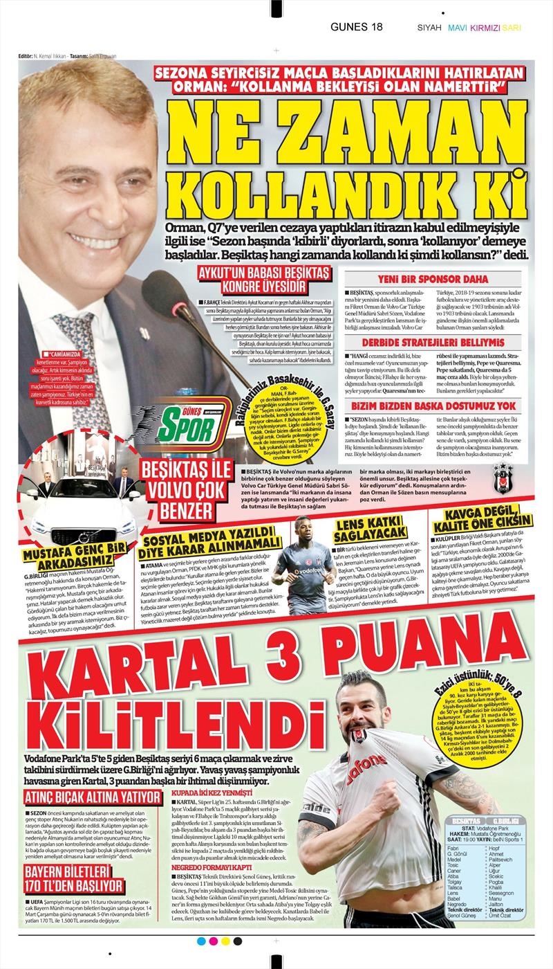 10 Mart 2018 | Gazetelerin Beşiktaş Manşetleri - Görsel 6