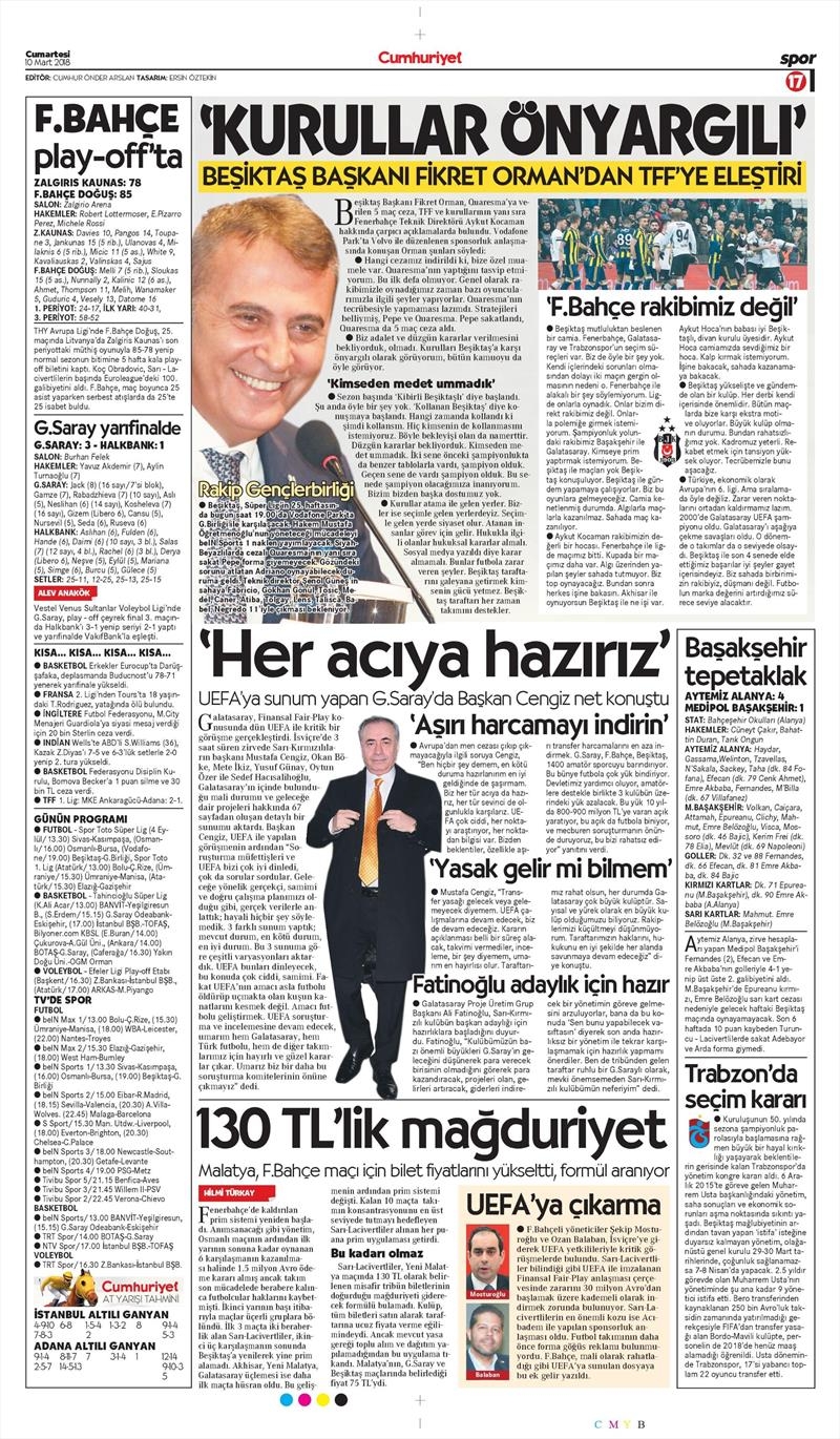 10 Mart 2018 | Gazetelerin Beşiktaş Manşetleri - Görsel 8