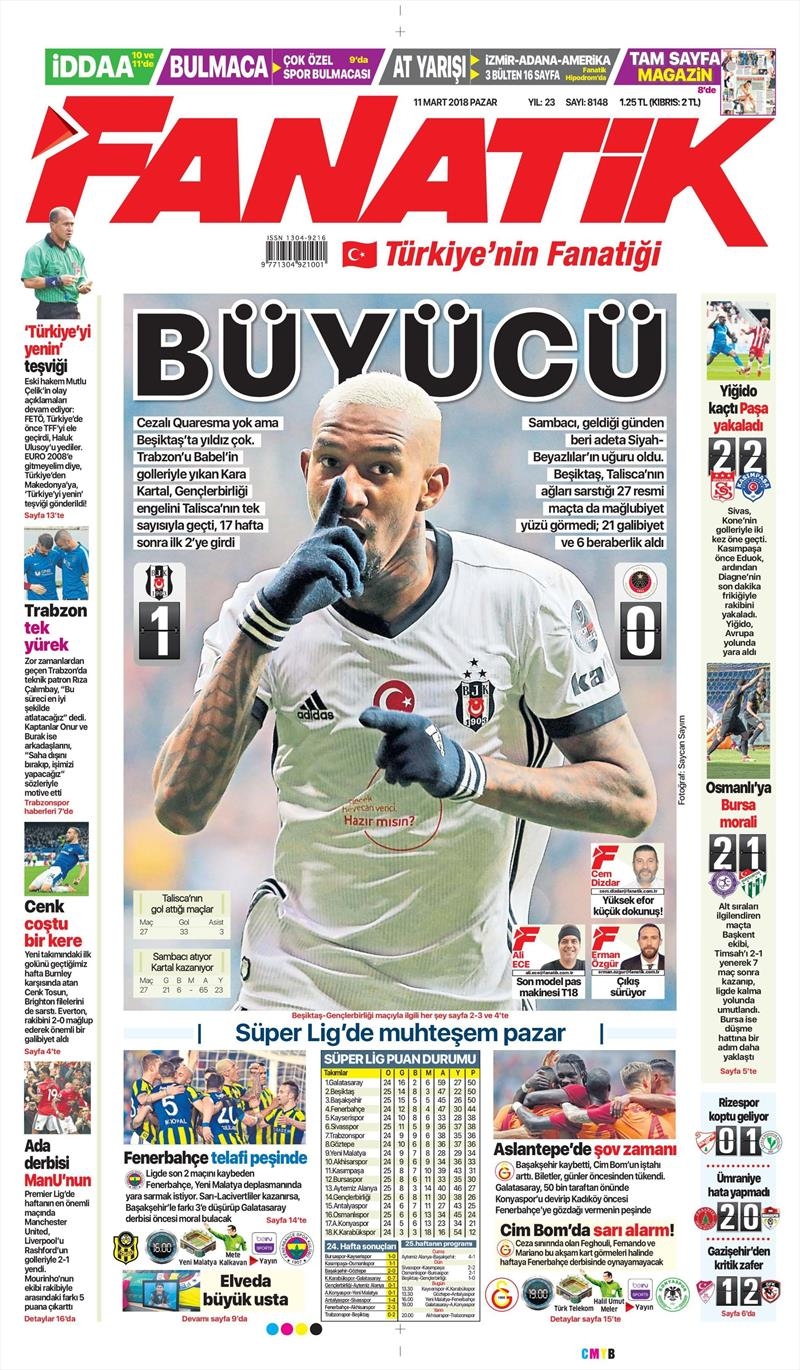 11 Mart 2018 | Gazetelerin Beşiktaş Manşetleri - Görsel 1
