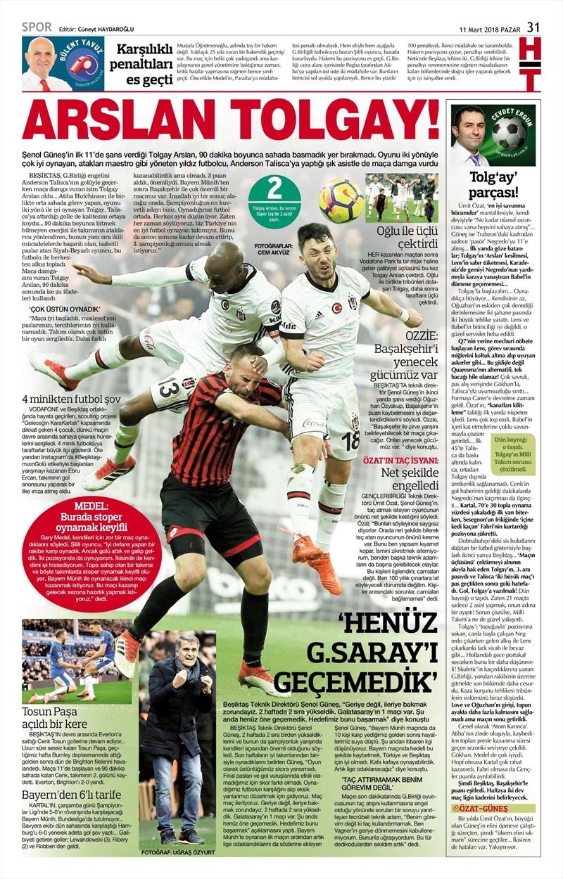 11 Mart 2018 | Gazetelerin Beşiktaş Manşetleri - Görsel 12