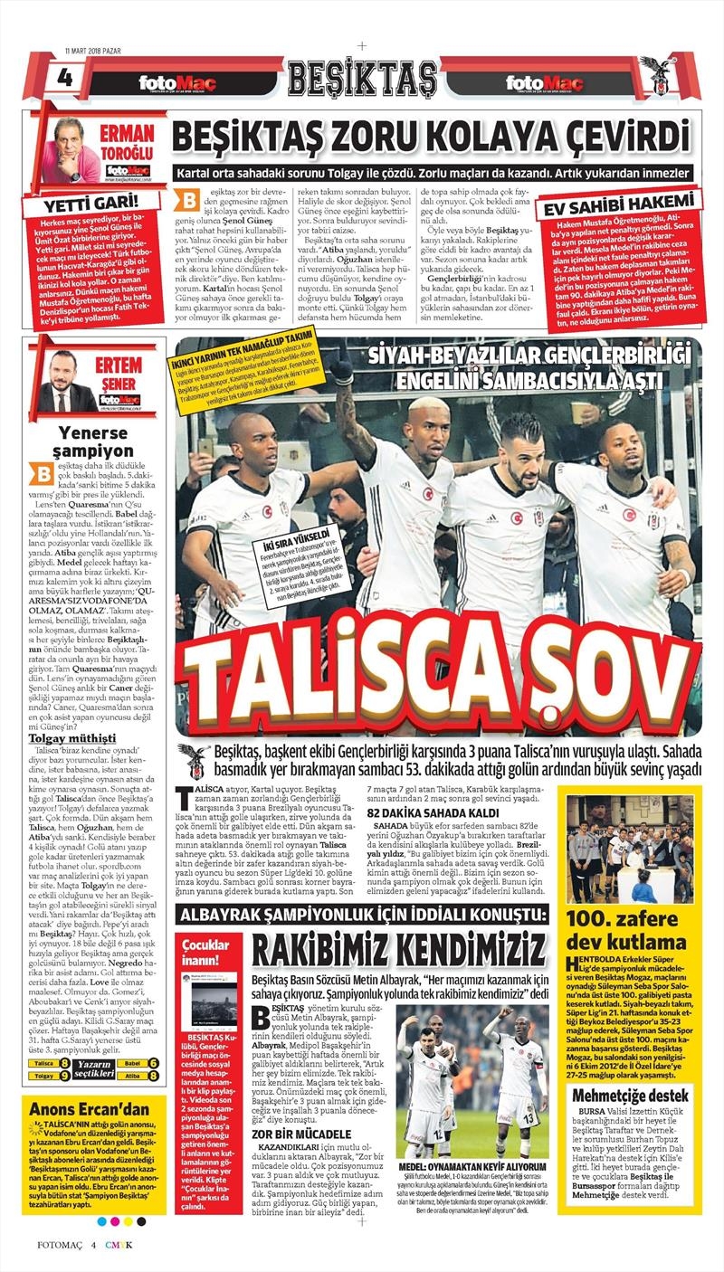 11 Mart 2018 | Gazetelerin Beşiktaş Manşetleri - Görsel 14