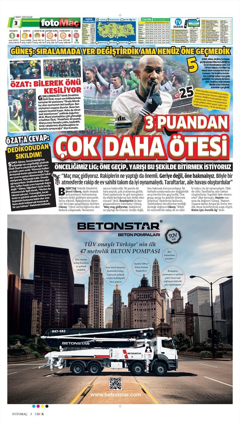 11 Mart 2018 | Gazetelerin Beşiktaş Manşetleri - Görsel 7