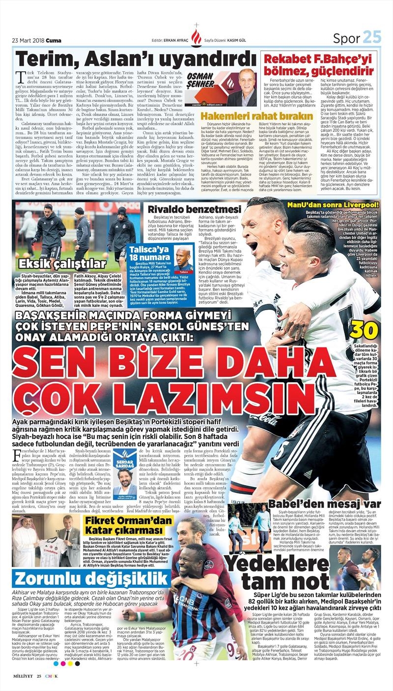 23 Mart 2018 | Gazetelerin Beşiktaş Manşetleri - Görsel 8