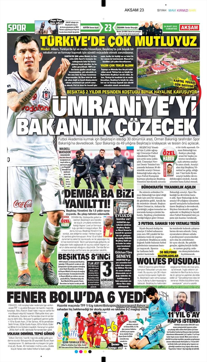 24 Mart 2018 | Gazetelerin Beşiktaş Manşetleri - Görsel 2