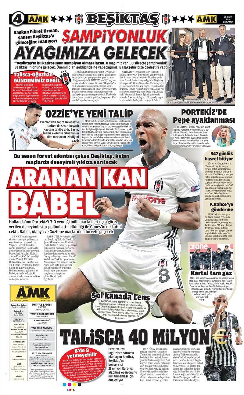 28 Mart 2018 | Gazetelerin Beşiktaş Manşetleri - Görsel 2