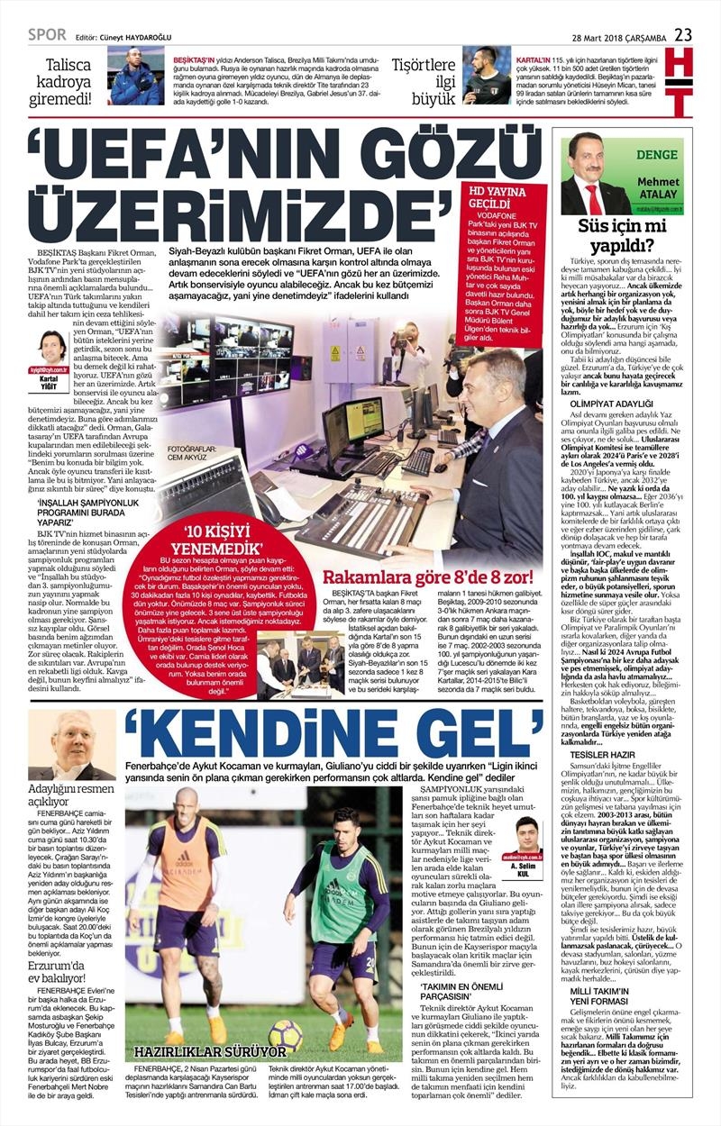 28 Mart 2018 | Gazetelerin Beşiktaş Manşetleri - Görsel 4