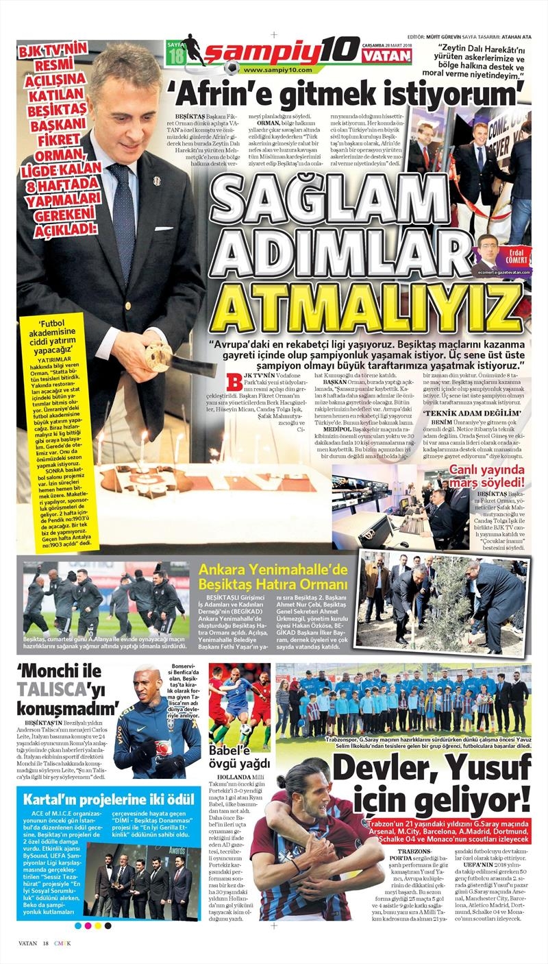 28 Mart 2018 | Gazetelerin Beşiktaş Manşetleri - Görsel 5