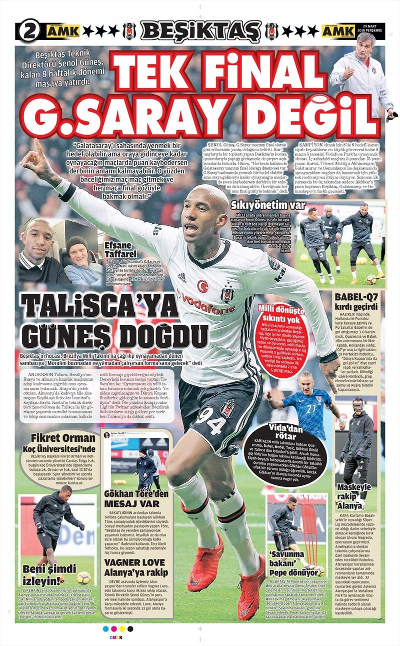 29 Mart 2018 | Gazetelerin Beşiktaş Manşetleri - Görsel 2