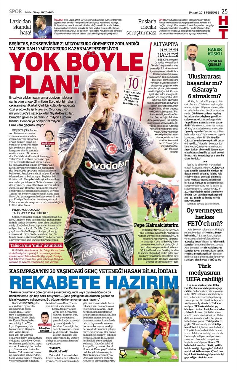29 Mart 2018 | Gazetelerin Beşiktaş Manşetleri - Görsel 4