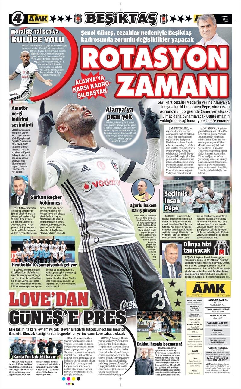 30 Mart 2018 | Gazetelerin Beşiktaş Manşetleri - Görsel 2