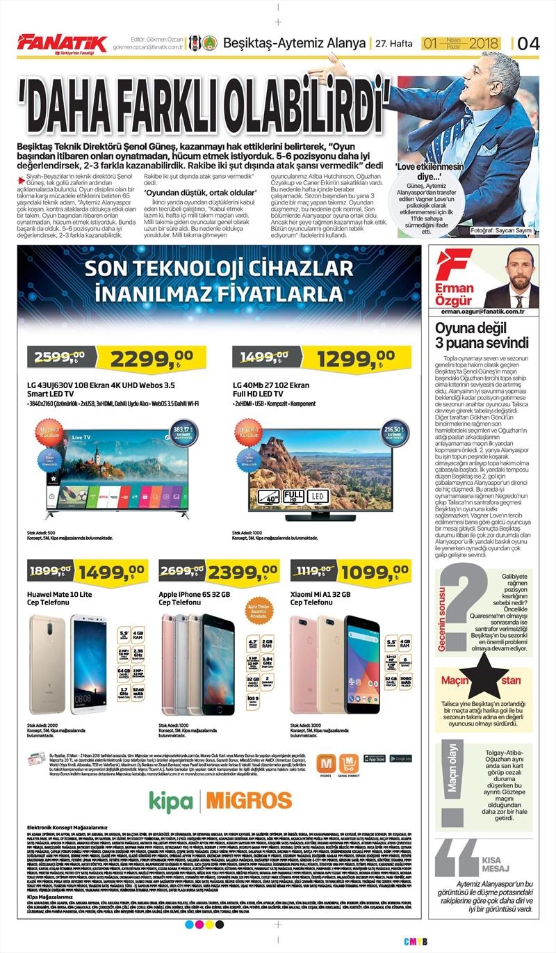 1 Nisan 2018 | Gazetelerin Beşiktaş Manşetleri - Görsel 2