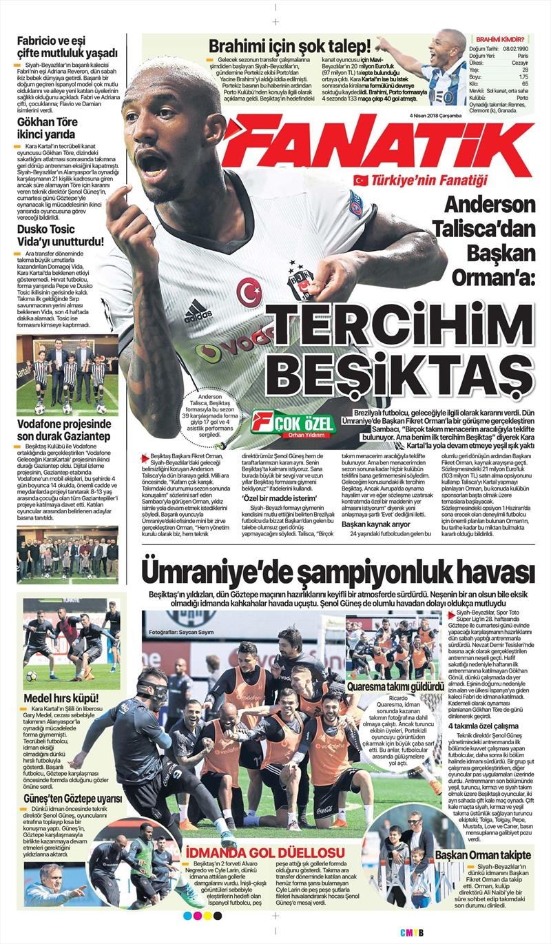 4 Nisan 2018 | Gazetelerin Beşiktaş Manşetleri - Görsel 1