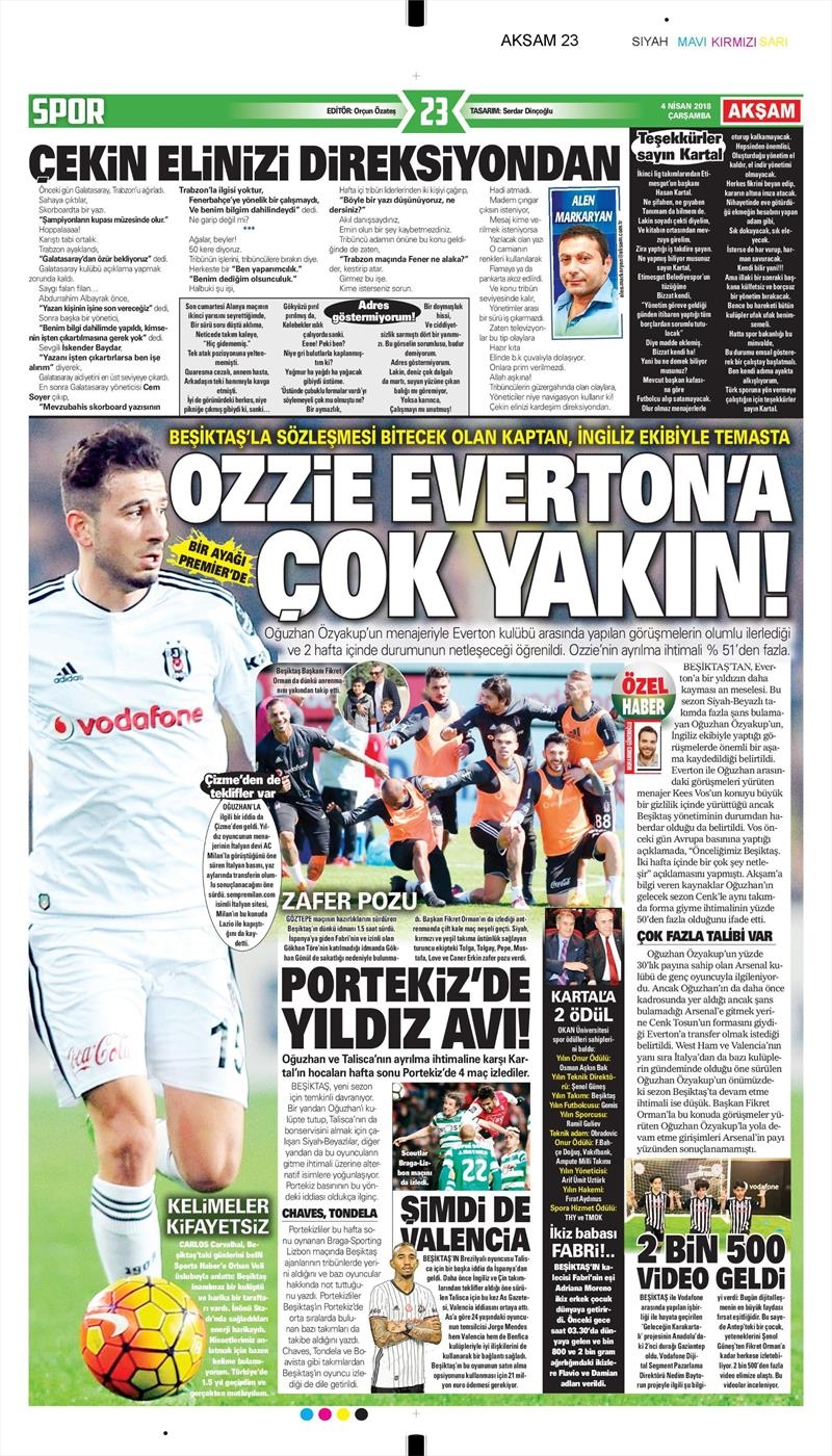 4 Nisan 2018 | Gazetelerin Beşiktaş Manşetleri - Görsel 2