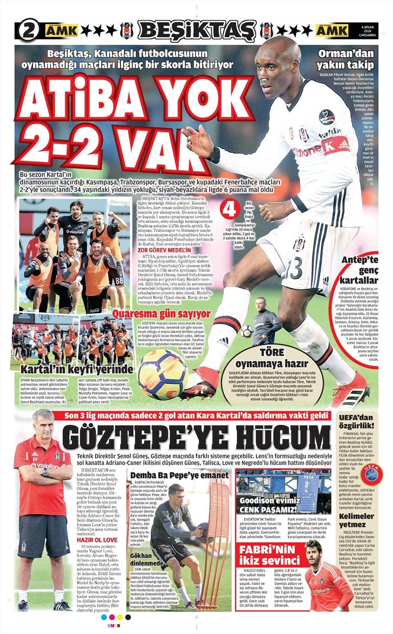 4 Nisan 2018 | Gazetelerin Beşiktaş Manşetleri - Görsel 3
