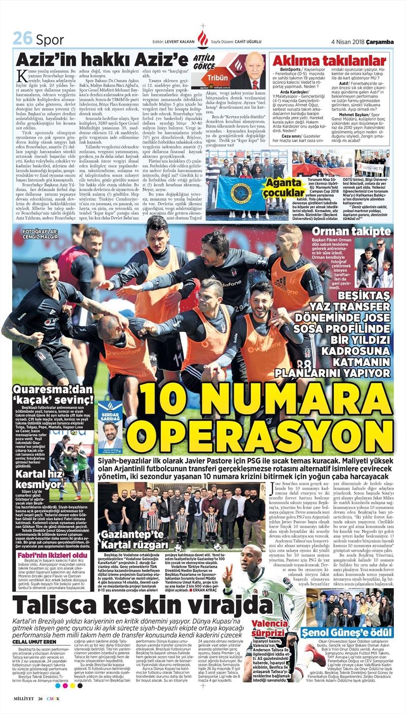 4 Nisan 2018 | Gazetelerin Beşiktaş Manşetleri - Görsel 8
