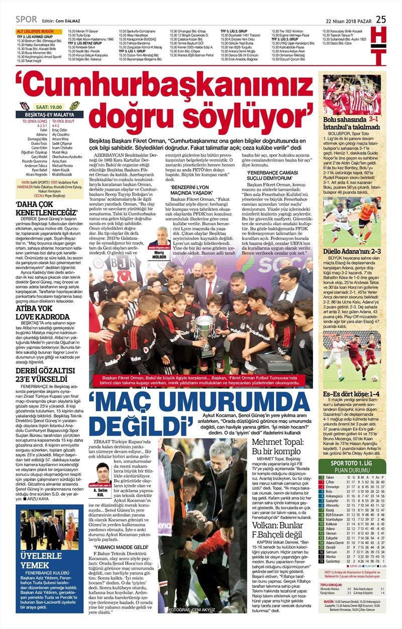 22 Nisan 2018 | Gazetelerin Beşiktaş Manşetleri - Görsel 2