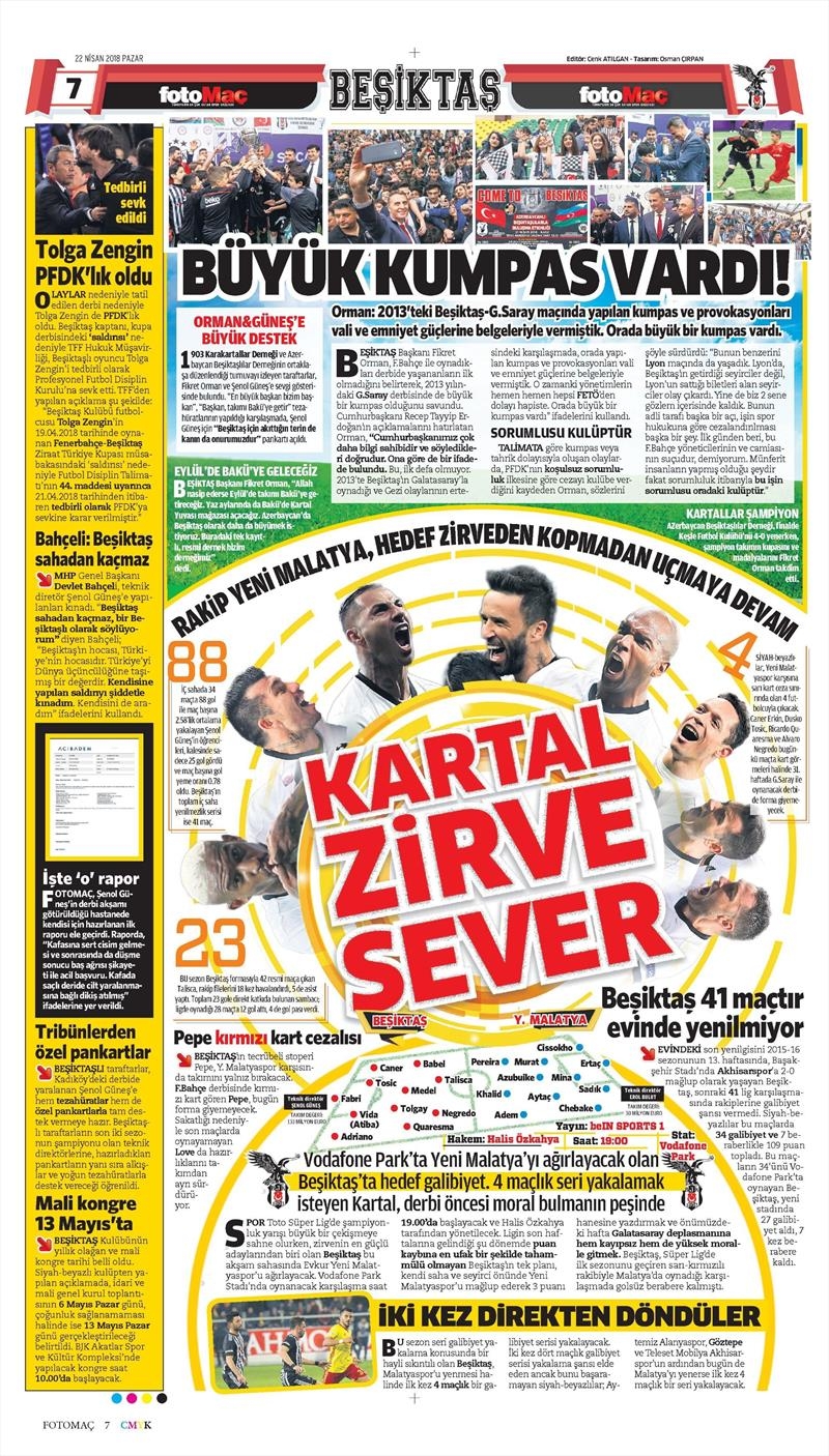 22 Nisan 2018 | Gazetelerin Beşiktaş Manşetleri - Görsel 9