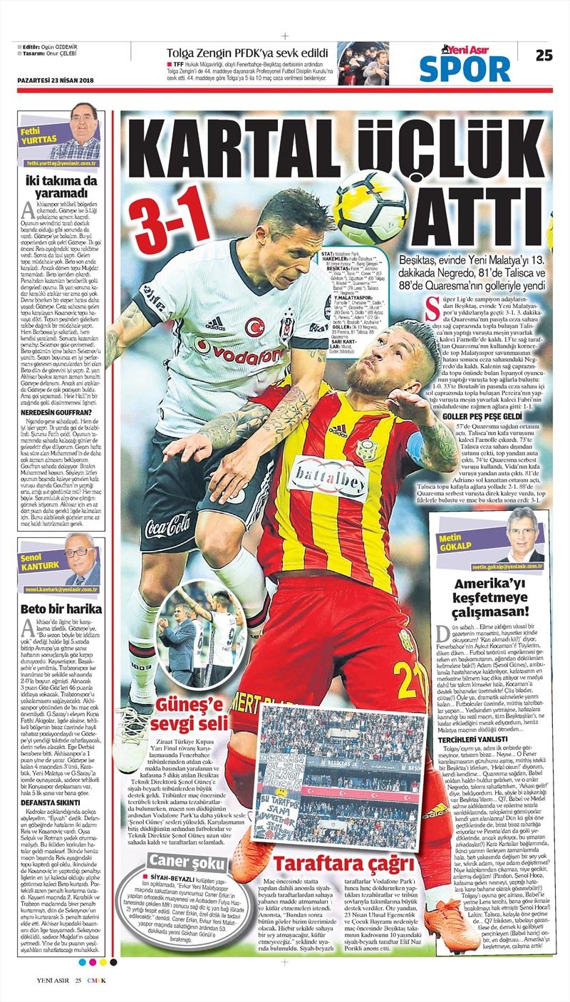 23 Nisan 2018 | Gazetelerin Beşiktaş Manşetleri - Görsel 26