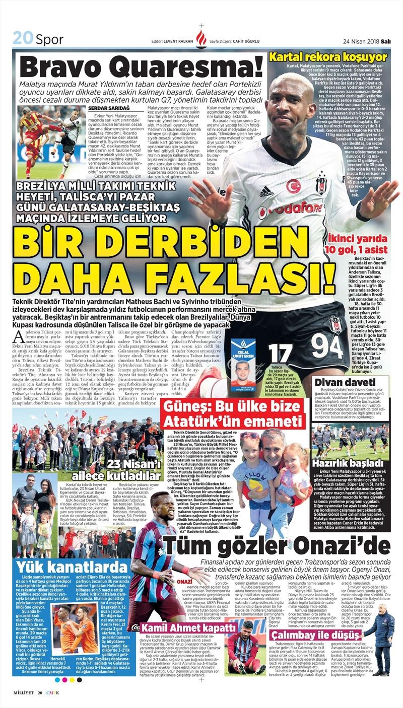 24 Nisan 2018 | Gazetelerin Beşiktaş Manşetleri - Görsel 10